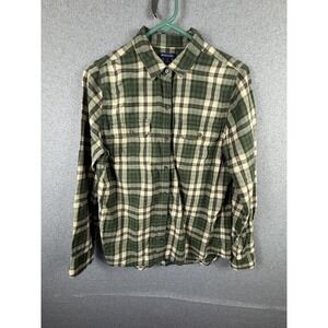 Northcrest Shirt Mens Medium Green Plaid Flannel Button Up‎ Long Sleeve Casual